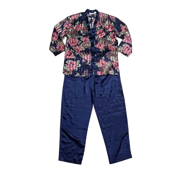 Victorias Secret VTG Gold Label 2 Pc Floral Satin Pajama Set Womens S 90s Lounge - Picture 9 of 10